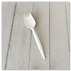 Boardwalk Mediumweight Polypropylene Cutlery, Spork, Plastic, White, 1000/Carton
