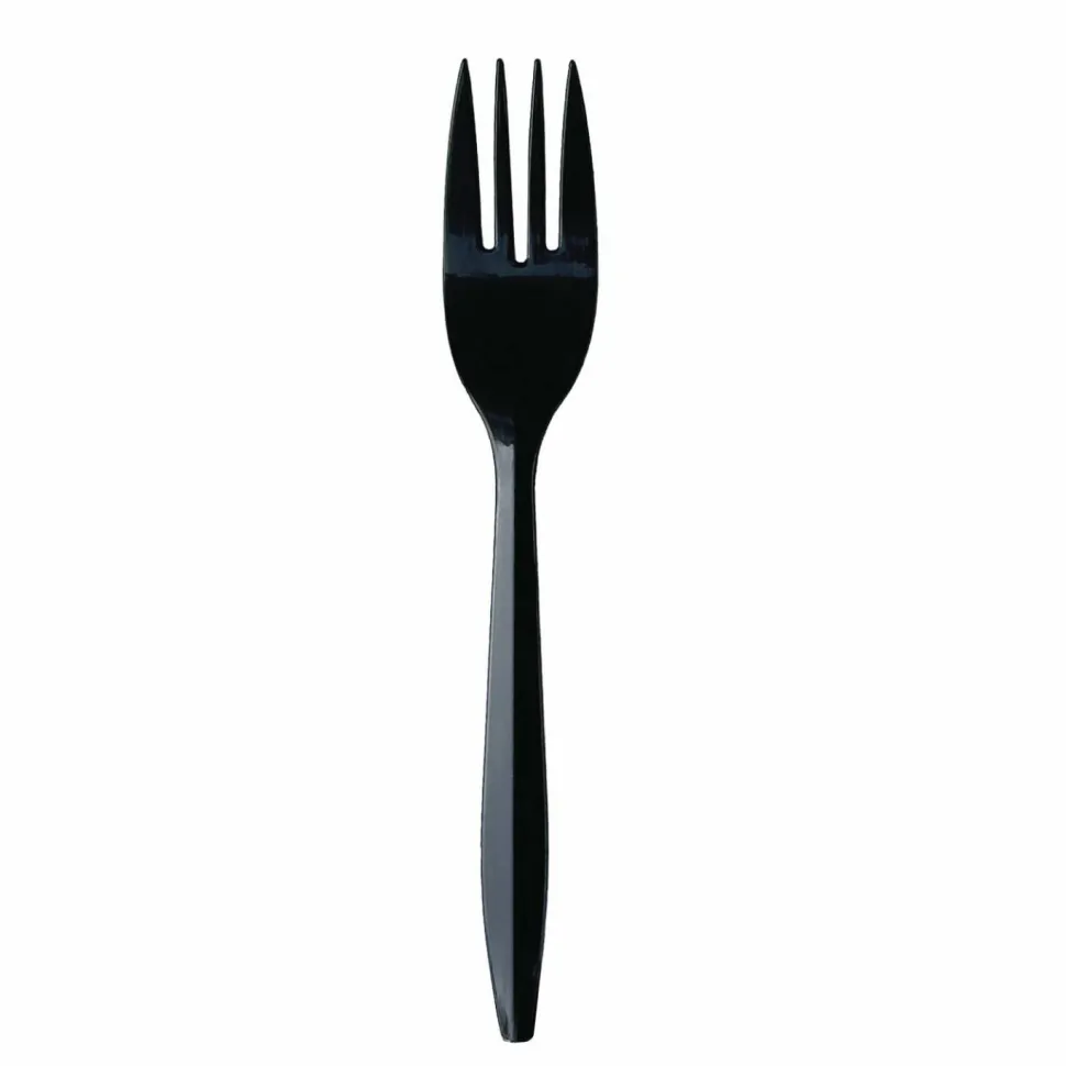 Boardwalk Mediumweight Wrapped Polypropylene Cutlery, Fork, Plastic, Black, 1,000/Carton