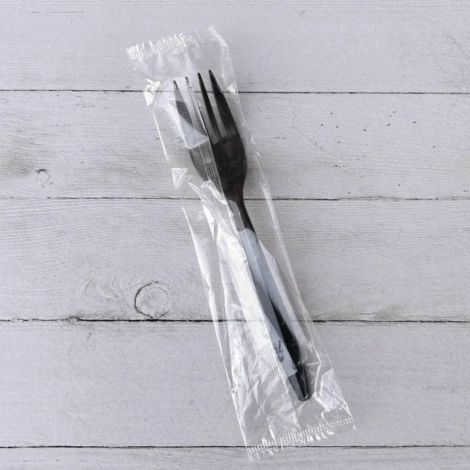 Boardwalk Mediumweight Wrapped Polypropylene Cutlery, Fork, Plastic, Black, 1,000/Carton