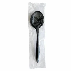 Boardwalk Mediumweight Wrapped Polypropylene Cutlery, Soup Spoon, Plastic, Black, 1,000/Carton