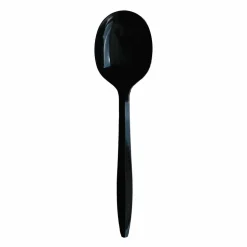 Boardwalk Mediumweight Wrapped Polypropylene Cutlery, Soup Spoon, Plastic, Black, 1,000/Carton