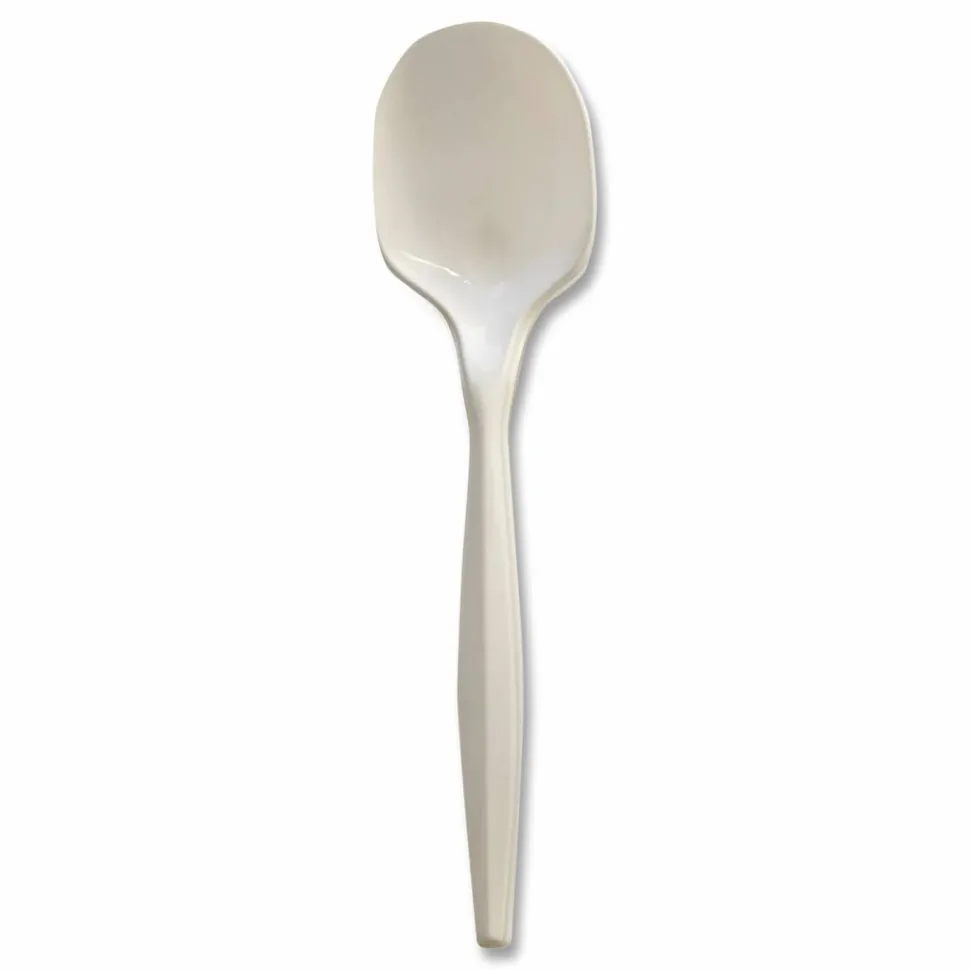 Boardwalk Mediumweight Wrapped Polypropylene Cutlery, Soup Spoon, 4.86", Plastic, White, 1,000/Carton