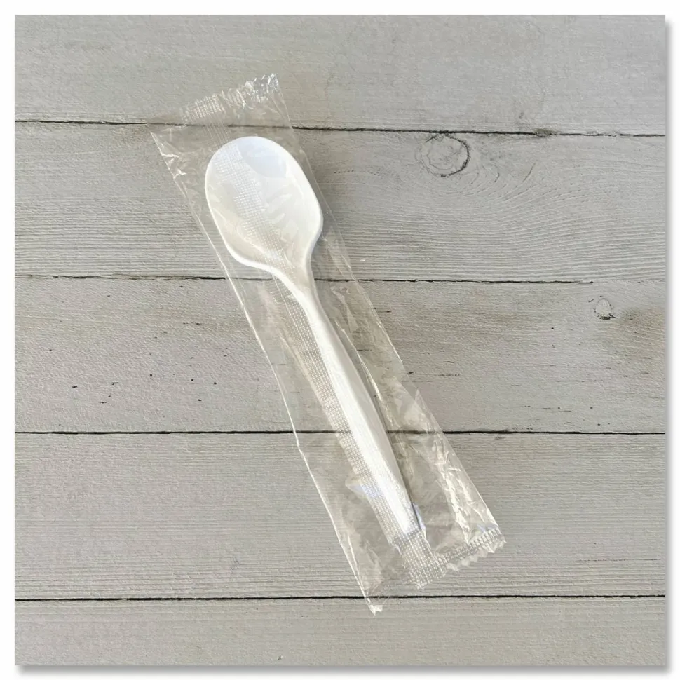 Boardwalk Mediumweight Wrapped Polypropylene Cutlery, Soup Spoon, 4.86", Plastic, White, 1,000/Carton