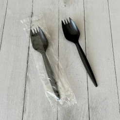 Boardwalk Mediumweight Wrapped Polypropylene Cutlery, Spork, Plastic, Black, 1,000/Carton