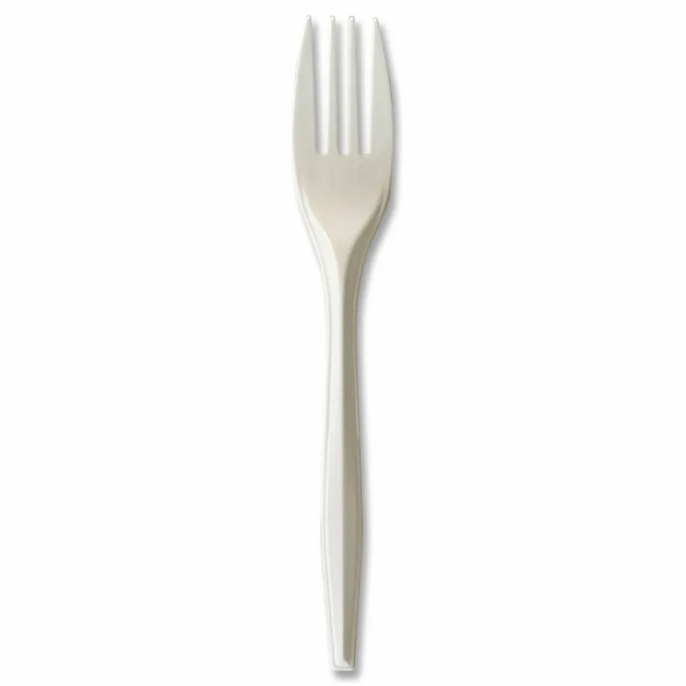 Boardwalk Mediumweight Wrapped Polypropylene Cutlery, Fork, 5.51", Plastic, White, 1,000/Carton