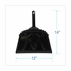 Boardwalk Metal Dust Pan, 12 x 14, 5" Handle, 20-Gauge Steel, Black