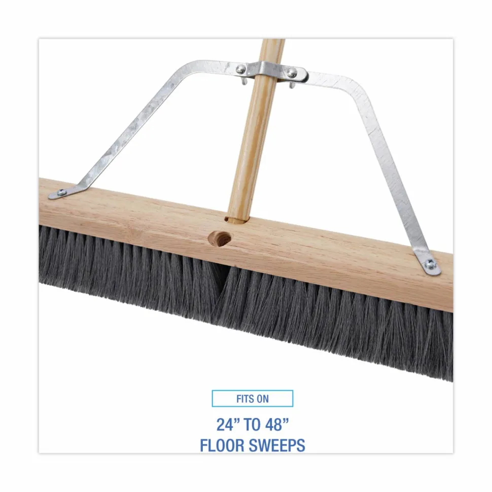 Boardwalk Metal Handle Braces, Large, Fits 24" to 48" Floor Sweeps, 0.5 x 17 x 12