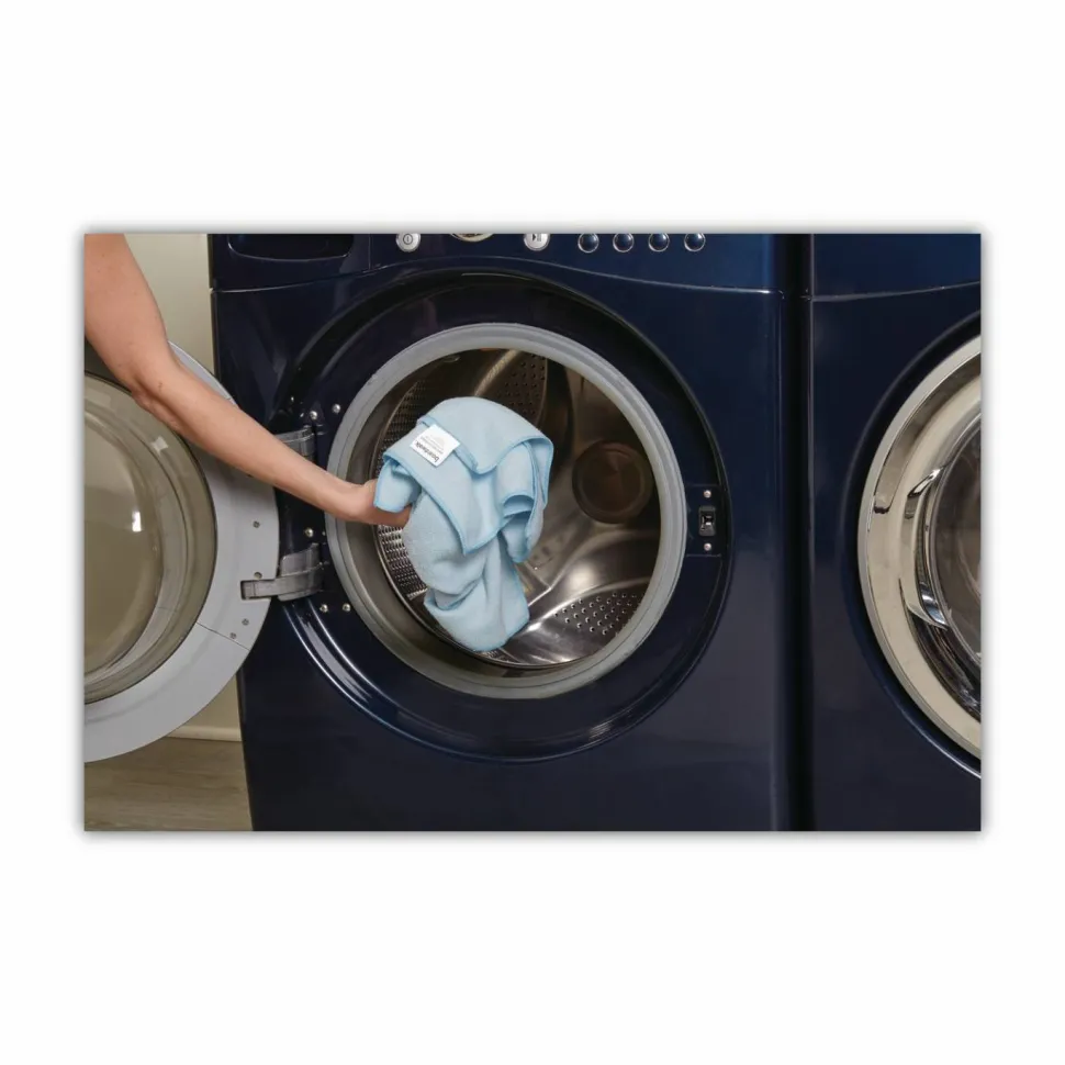 Boardwalk Microfiber Cleaning Cloths, 16 x 16, Blue, 24/Pack