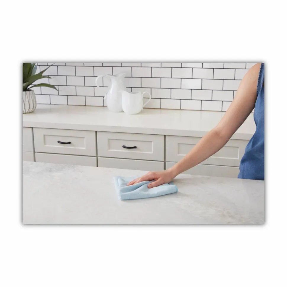 Boardwalk Microfiber Cleaning Cloths, 16 x 16, Blue, 24/Pack