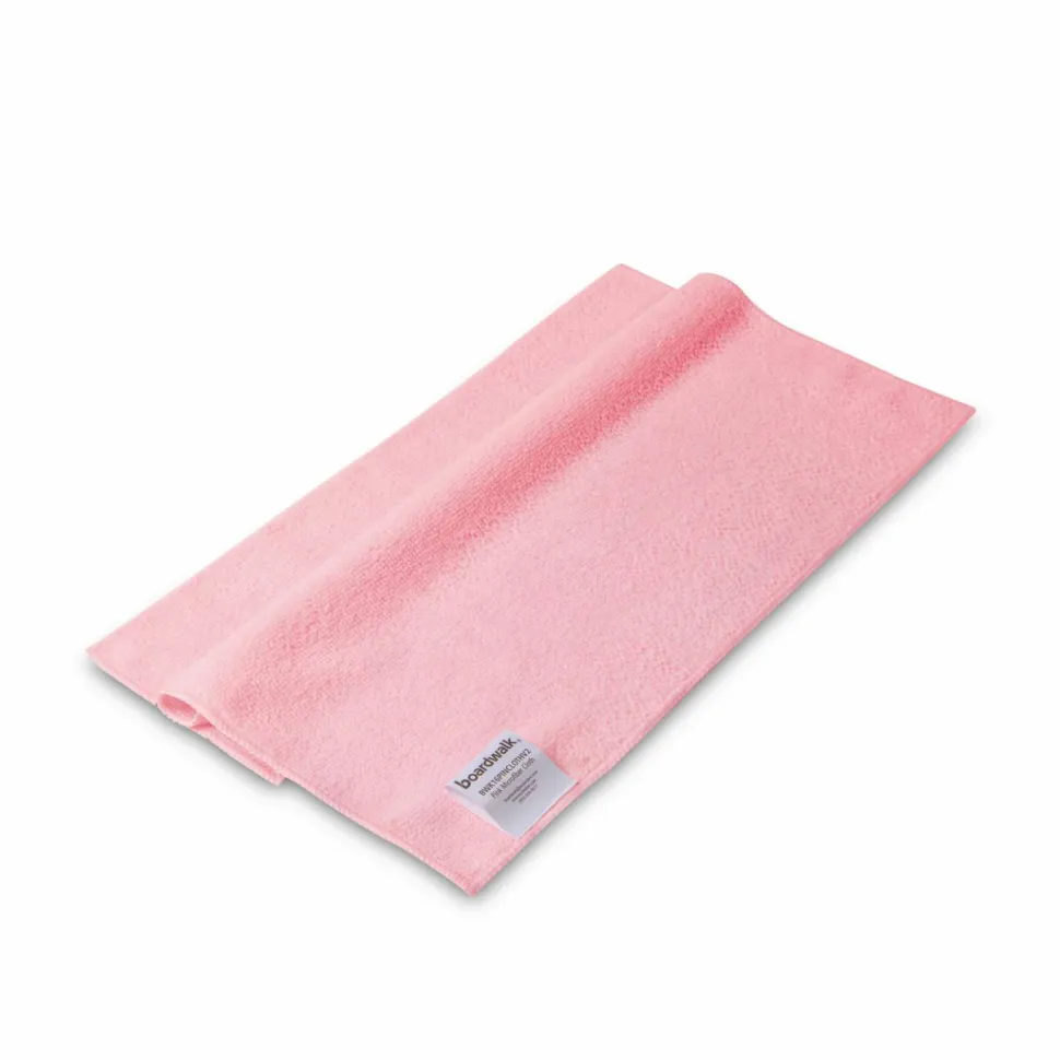 Boardwalk Microfiber Cleaning Cloths, 16 x 16, Pink, 24/Pack