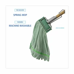 Boardwalk Microfiber Looped-End Wet Mop Heads, Medium, Green, 12/Carton