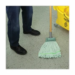 Boardwalk Microfiber Looped-End Wet Mop Heads, Medium, Green, 12/Carton