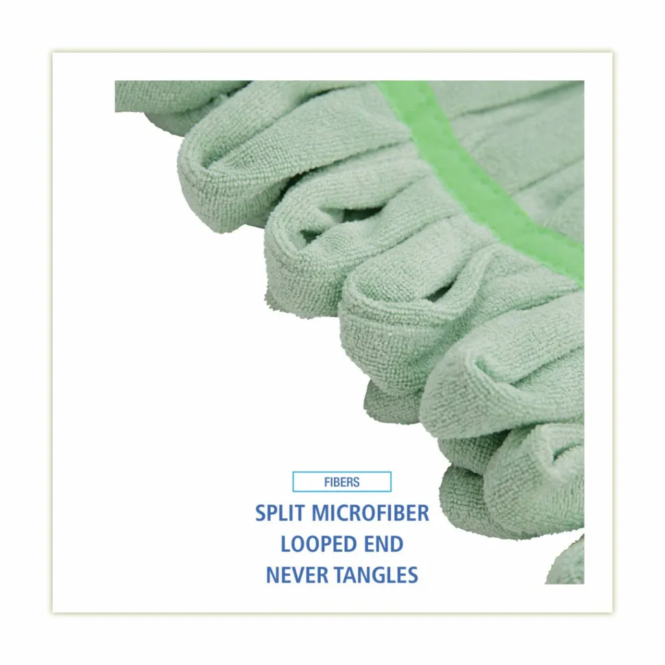 Boardwalk Microfiber Looped-End Wet Mop Heads, Medium, Green, 12/Carton