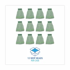 Boardwalk Microfiber Looped-End Wet Mop Heads, Medium, Green, 12/Carton