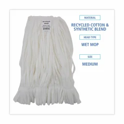 Boardwalk Mop Head, Looped, Enviro Clean With Tailband, Cotton/Synthetic, Medium, White, 12/Carton