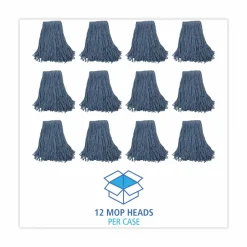 Boardwalk Mop Head, Standard Head, Cotton/Synthetic Fiber, Cut-End, #20, Blue, 12/Carton