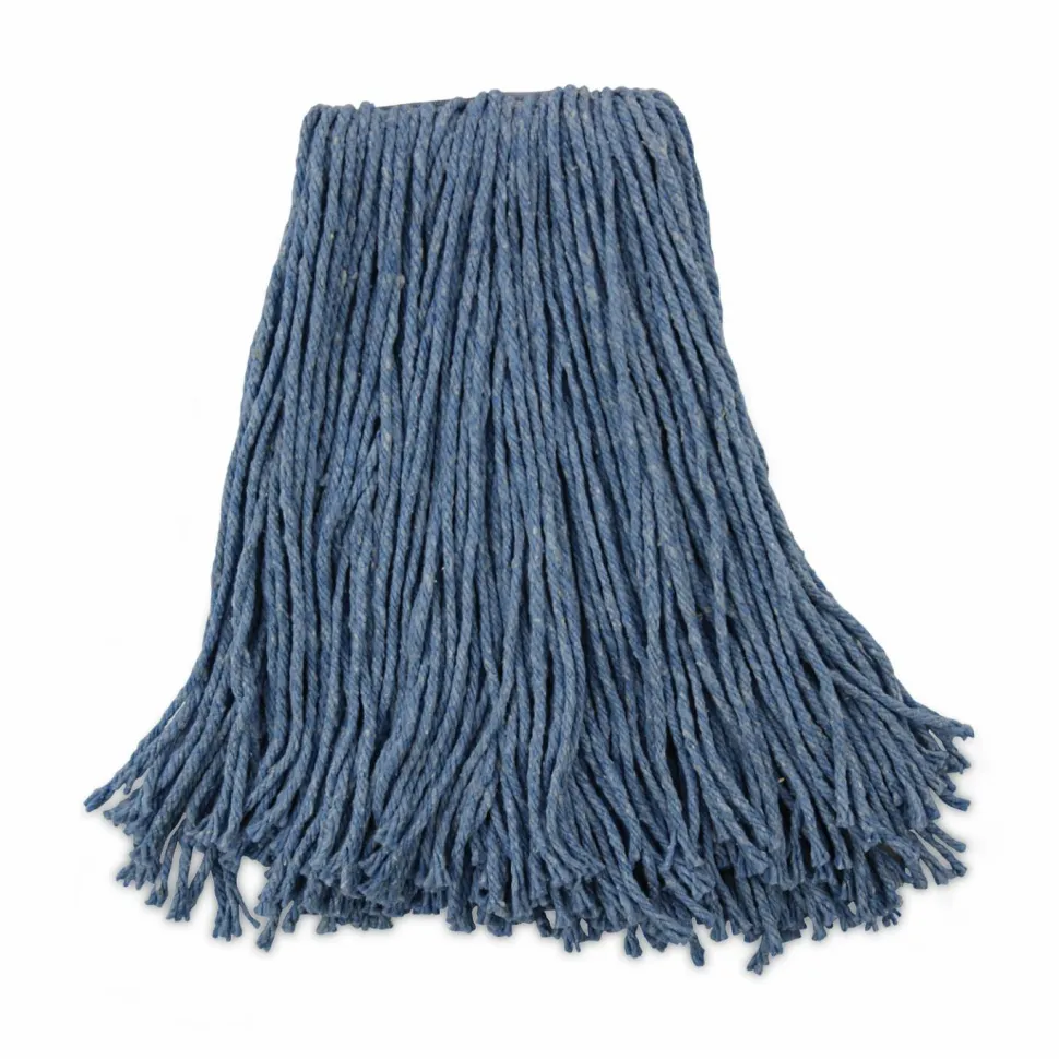 Boardwalk Mop Head, Standard Head, Cotton/Synthetic Fiber, Cut-End, #20, Blue, 12/Carton