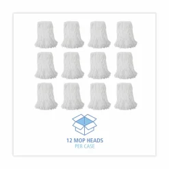 Boardwalk Mop Head, Value Standard Head, Rayon Fiber, Cut-End, #16, White, 12/Carton
