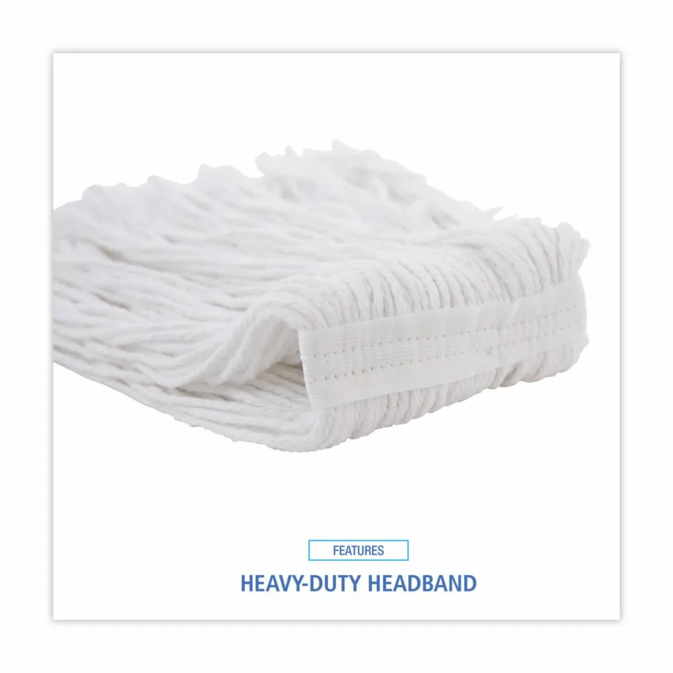 Boardwalk Mop Head, Value Standard Head, Rayon Fiber, Cut-End, #16, White, 12/Carton