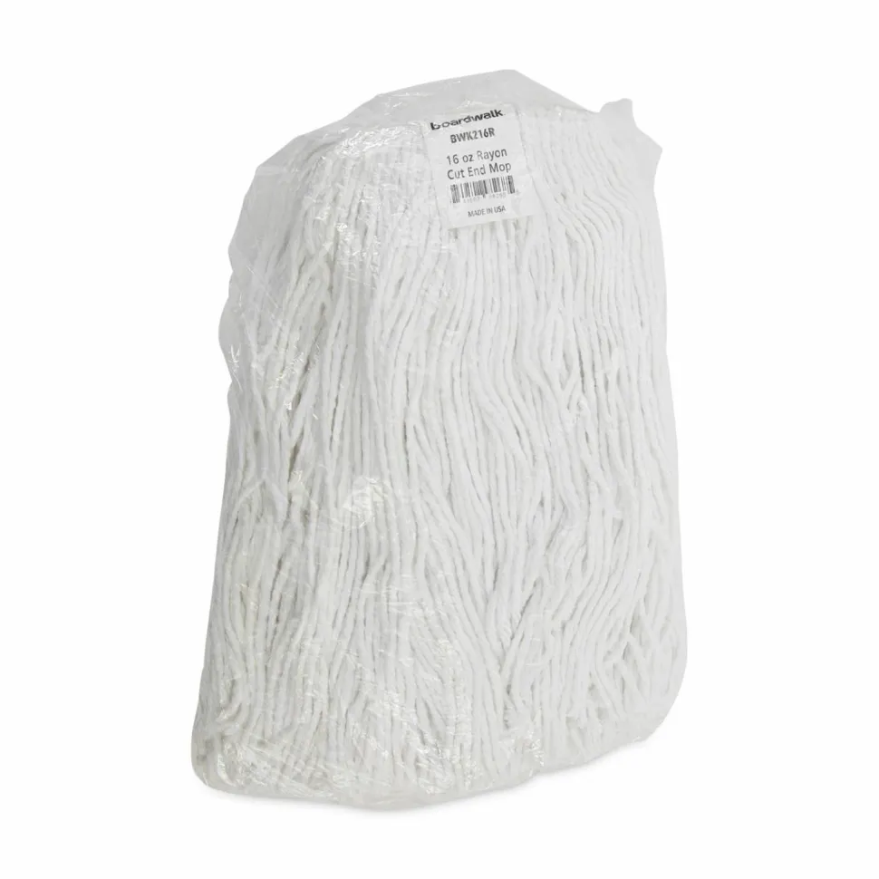 Boardwalk Mop Head, Value Standard Head, Rayon Fiber, Cut-End, #16, White, 12/Carton