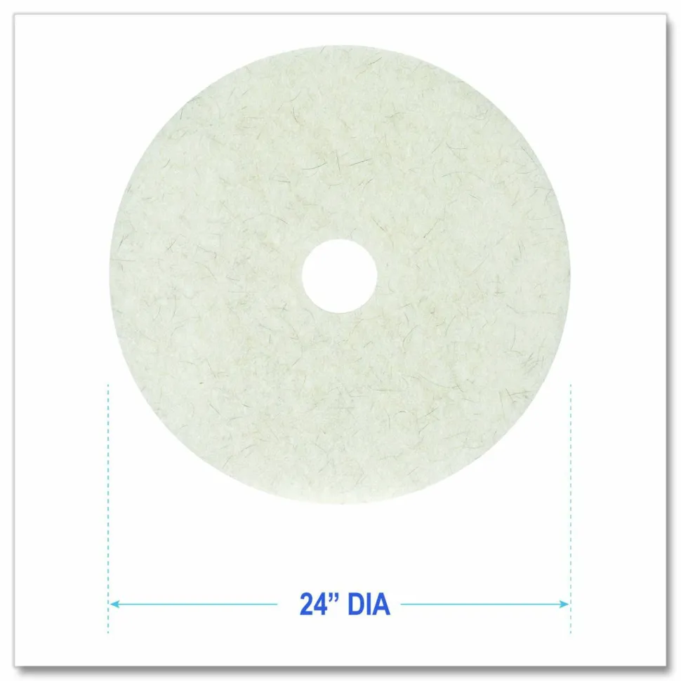 Boardwalk Natural Burnishing Floor Pads, 24" Diameter, White, 5/Carton