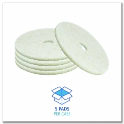 Boardwalk Natural Burnishing Floor Pads, 21" Diameter, White, 5/Carton