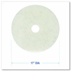 Boardwalk Natural Burnishing Floor Pads, 17" Diameter, White, 5/Carton