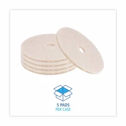 Boardwalk Natural Hog Hair Burnishing Floor Pads, 20" Diameter, Tan, 5/Carton