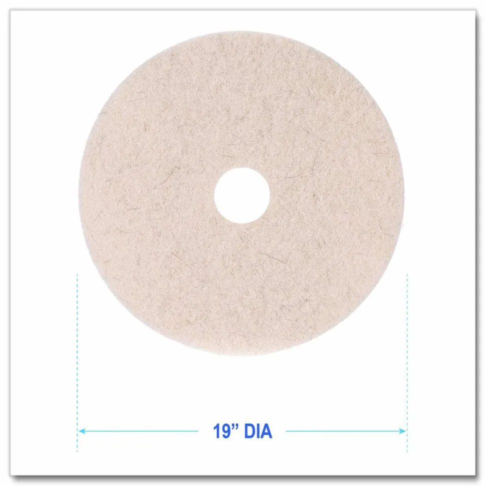 Boardwalk Natural Hog Hair Burnishing Floor Pads, 19" Diameter, Tan, 5/Carton
