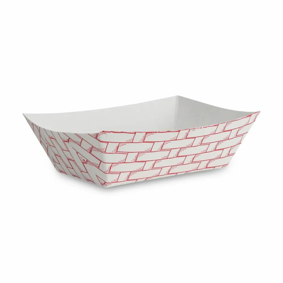 Boardwalk Paper Food Baskets, 1 lb Capacity, Red/White, 1,000/Carton