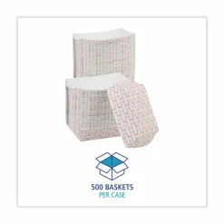 Boardwalk Paper Food Baskets, 1 lb Capacity, Red/White, 1,000/Carton