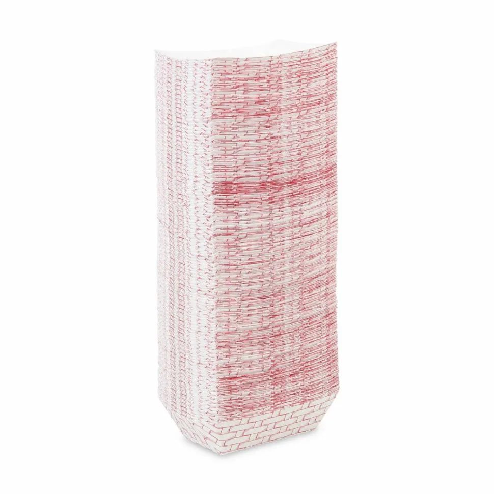 Boardwalk Paper Food Baskets, 1 lb Capacity, Red/White, 1,000/Carton