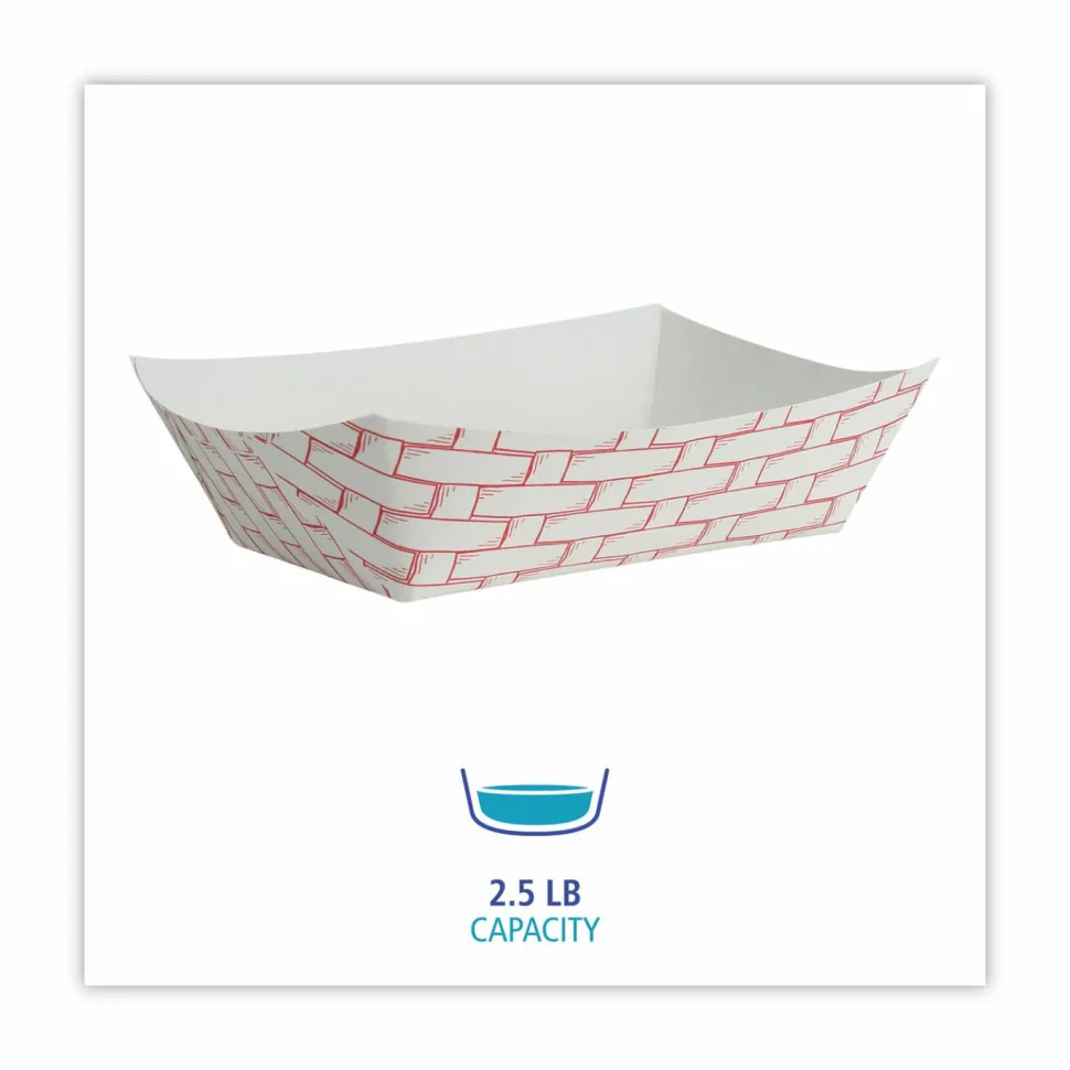 Boardwalk Paper Food Baskets, 2.5lb Capacity, Red/White, 500/Carton