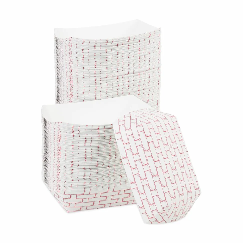 Boardwalk Paper Food Baskets, 2.5lb Capacity, Red/White, 500/Carton