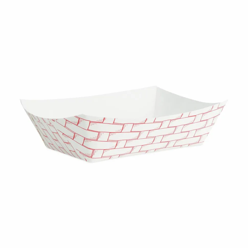 Boardwalk Paper Food Baskets, 2.5lb Capacity, Red/White, 500/Carton