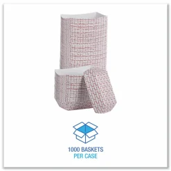 Boardwalk Paper Food Baskets, 6 oz Capacity, 3.78 x 4.3 x 1.08, Red/White, 1,000/Carton