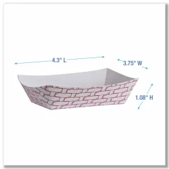 Boardwalk Paper Food Baskets, 6 oz Capacity, 3.78 x 4.3 x 1.08, Red/White, 1,000/Carton