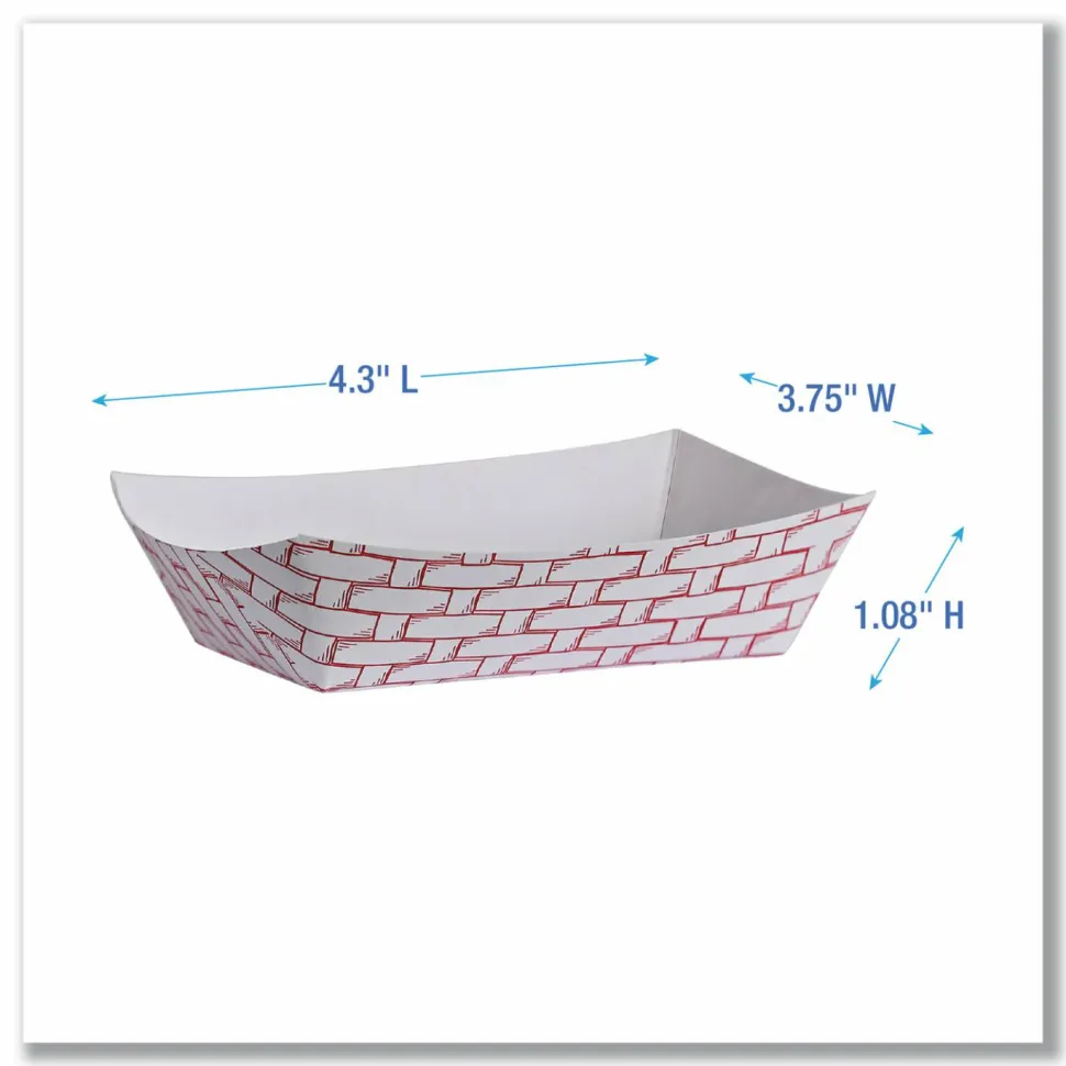 Boardwalk Paper Food Baskets, 6 oz Capacity, 3.78 x 4.3 x 1.08, Red/White, 1,000/Carton
