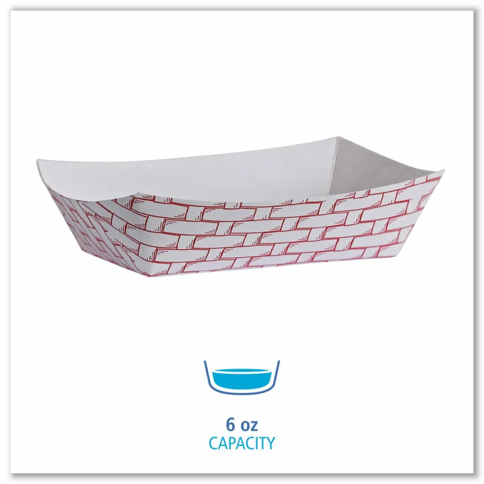 Boardwalk Paper Food Baskets, 6 oz Capacity, 3.78 x 4.3 x 1.08, Red/White, 1,000/Carton