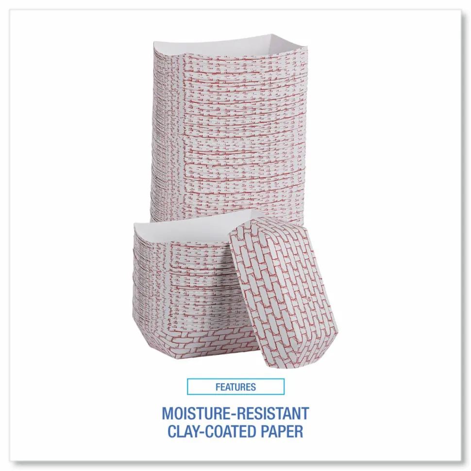 Boardwalk Paper Food Baskets, 6 oz Capacity, 3.78 x 4.3 x 1.08, Red/White, 1,000/Carton