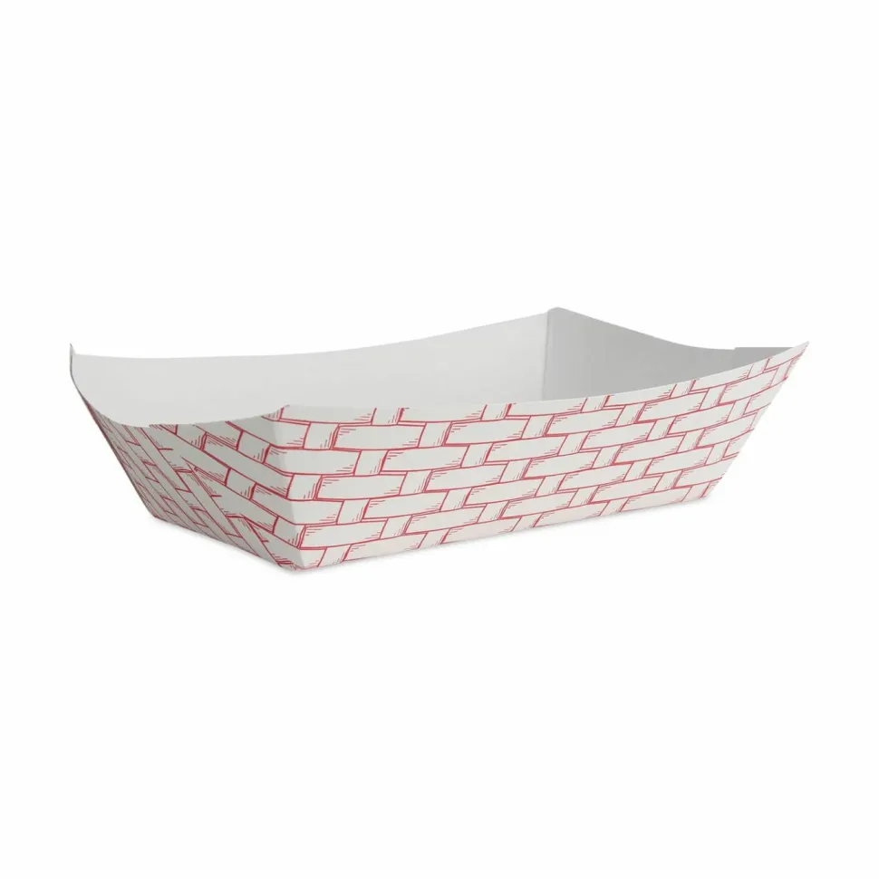 Boardwalk Paper Food Baskets, 5lb Capacity, Red/White, 500/Carton