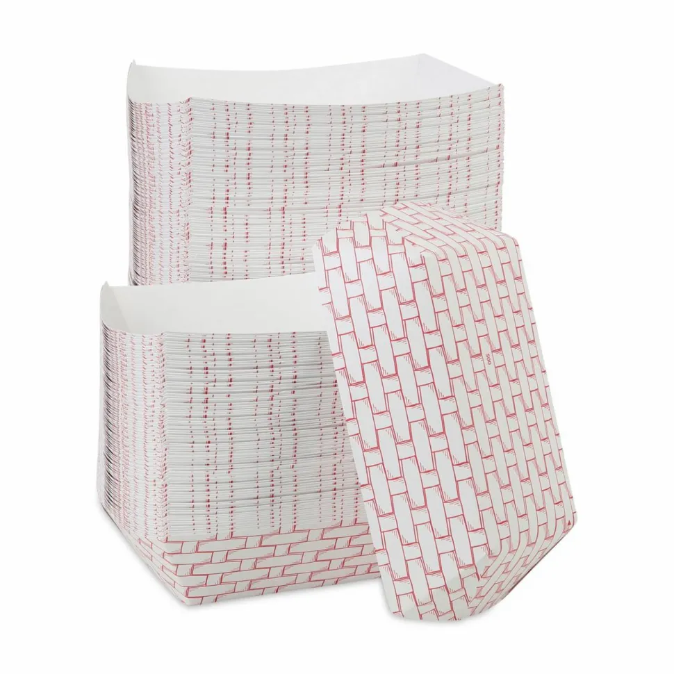 Boardwalk Paper Food Baskets, 5lb Capacity, Red/White, 500/Carton