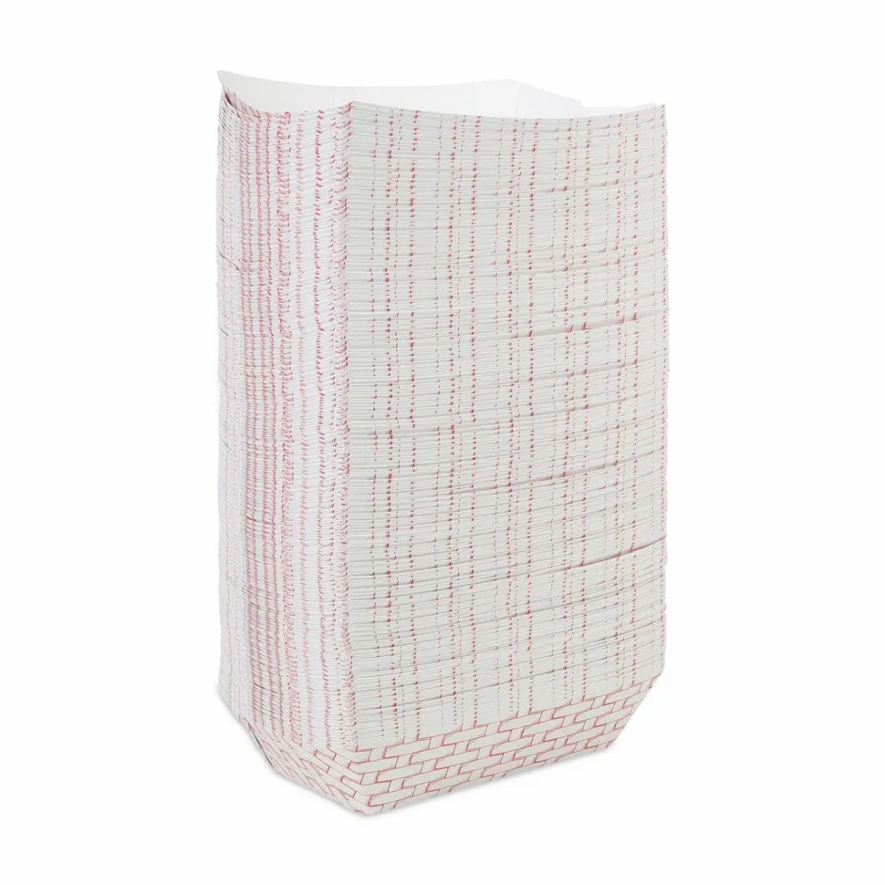 Boardwalk Paper Food Baskets, 5lb Capacity, Red/White, 500/Carton