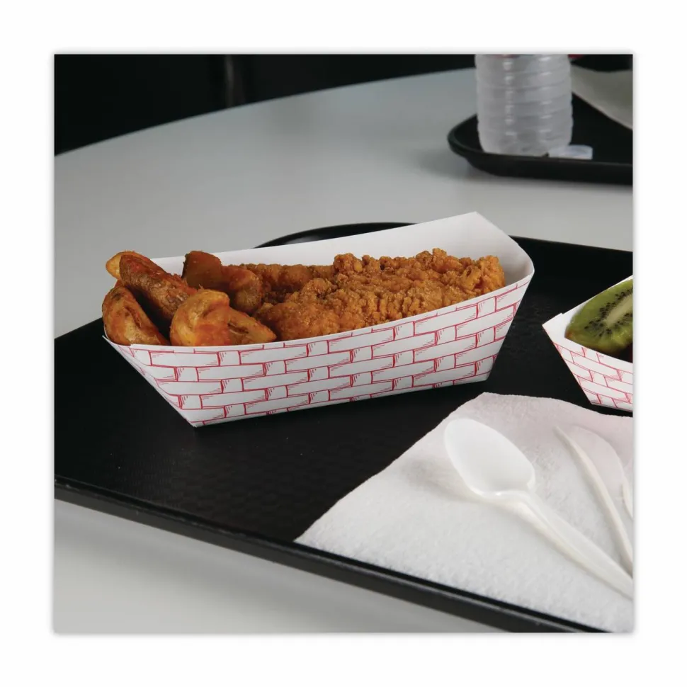 Boardwalk Paper Food Baskets, 5lb Capacity, Red/White, 500/Carton