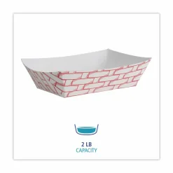 Boardwalk Paper Food Baskets, 2 lb Capacity, Red/White, 1,000/Carton