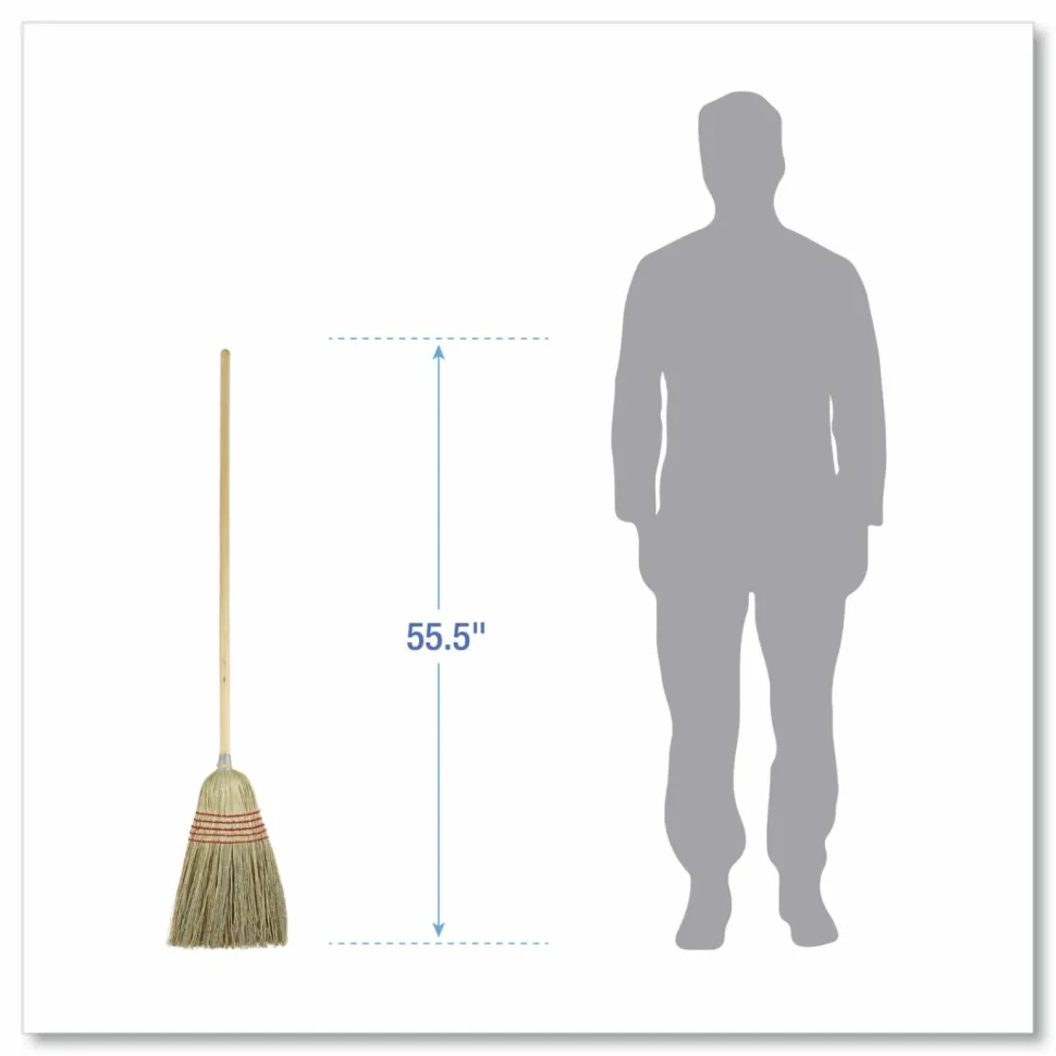Boardwalk Parlor Broom, Yucca/Corn Fiber Bristles, 55.5" Overall Length, Natural