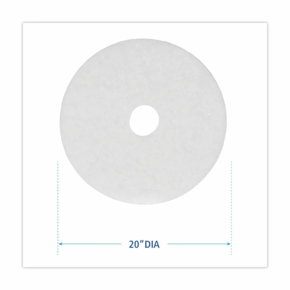 Boardwalk Polishing Floor Pads, 20" Diameter, White, 5/Carton