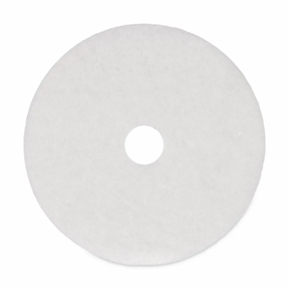 Boardwalk Polishing Floor Pads, 20" Diameter, White, 5/Carton