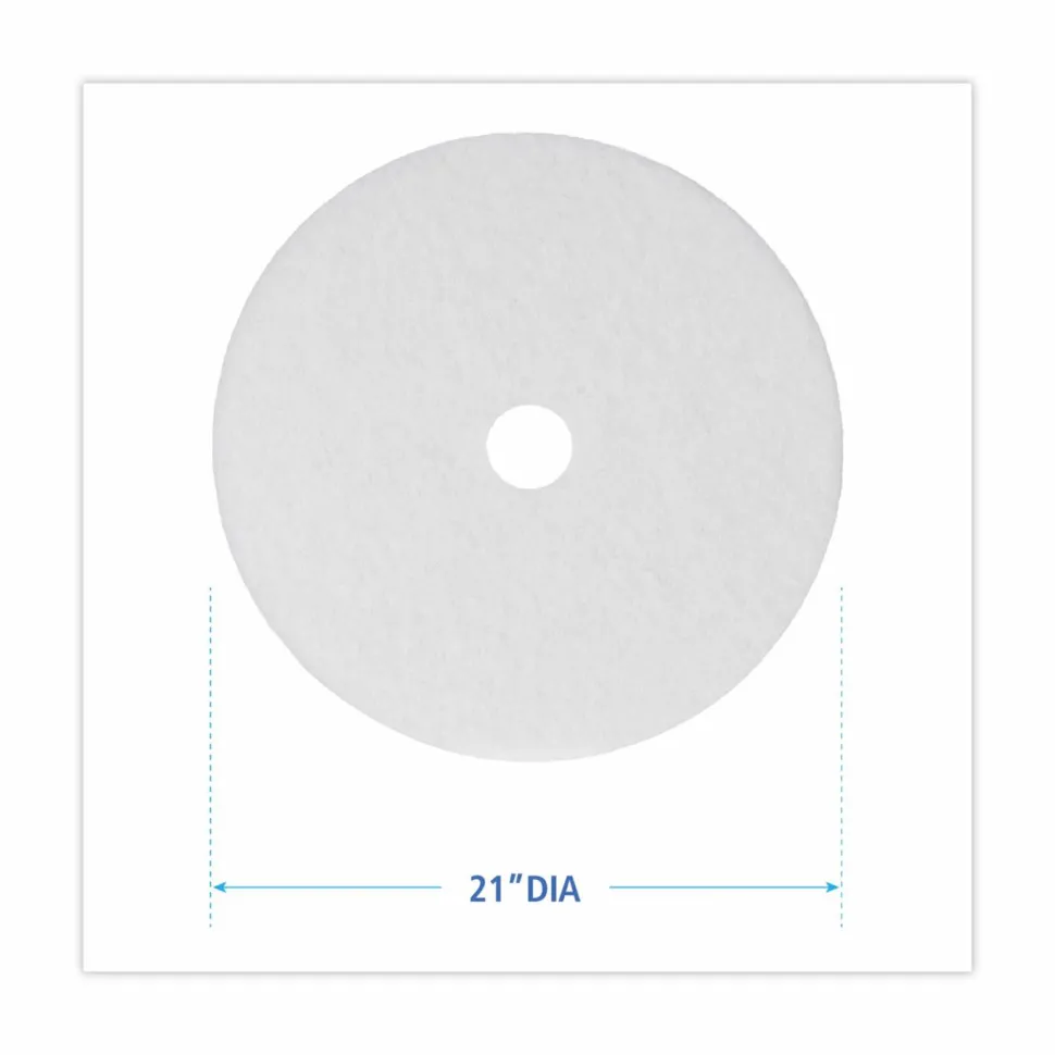 Boardwalk Polishing Floor Pads, 21" Diameter, White, 5/Carton