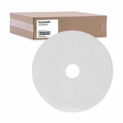 Boardwalk Polishing Floor Pads, 19" Diameter, White, 5/Carton